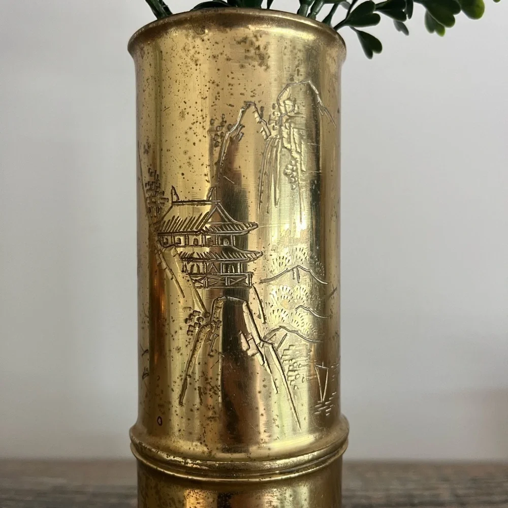 Brass etched wall pocket Vase